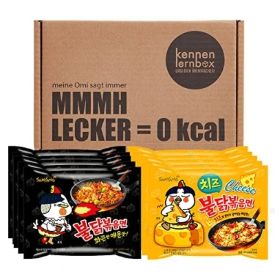 Abbildung von Kennenlernbox 10er Buldak Box SAMYANG Hot Chicken Ramen Combo 5er Pack &amp; Käse