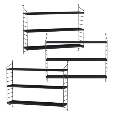 Abbildung von [en.casa] Modulares Wandregal Strängnäs 3er Set Metallregal Schwarz Hängeregal mit 3 Regalböden Badregal Küchenwandregal Wandablage Wohnzimmer