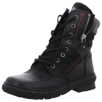 Abbildung von Krisbut Damen Schnürstiefeletten/Winterboots Schwarz Glattleder, Größe:39, Farbauswahl:schwarz