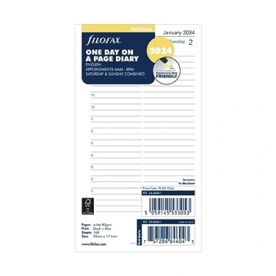 Abbildung von Filofax Terminplaner 2024, 1 Tag pro Seite, Englisch, Weiß