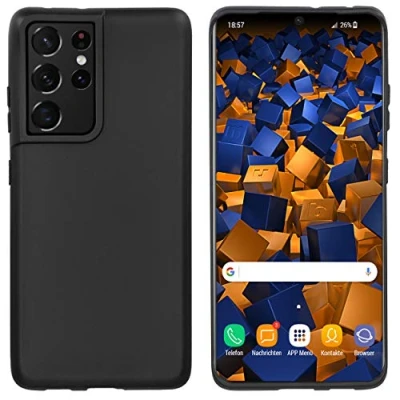 Abbildung von mumbi Hülle kompatibel mit Samsung Galaxy S21 Ultra Handy Case Handyhülle, schwarz, 31536