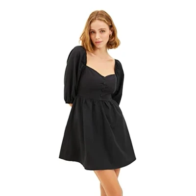 Abbildung von TRENDYOL Damen Mini A linie Regular Dress Kleid, Schwarz, 38 EU