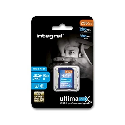 Abbildung von Integral 256GB UHS II SD Karte v60 Bis zu 260MB/s Lese und 100MB/s Schreibgeschwindigkeit SDXC Professional High Speed Speicherkarte