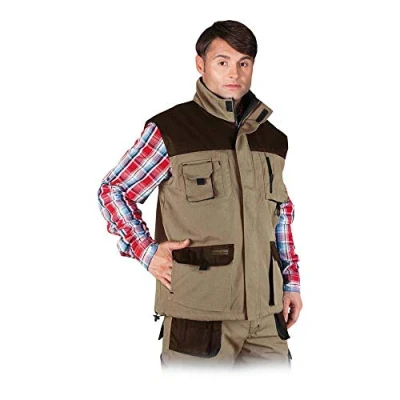 Abbildung von Leber &amp; Hollman Herren Arbeitsweste LH FMNW V, gefüttert, 65% Polyester 35% Baumwolle 270 g/m2, Futter 100% Polyester, Hochkragen, vorne Reißverschluss und Klettverschluss,