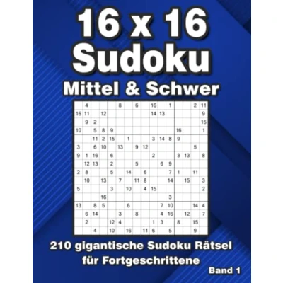 Abbildung von 16 x Sudoku Rätsel: Große Rätsel in Mittel &amp; Schwer mit 210 Rastern