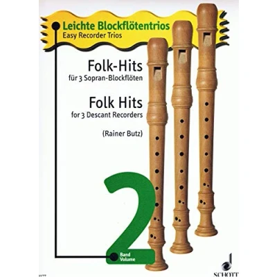 Abbildung von Folk Hits: Band 2. 3 Sopran Blockflöten. Spielpartitur. (Leichte Blockflötentrios, 2)