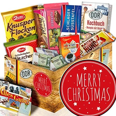 Abbildung von Merry Christmas Geschenk Weihnachten Frau Schoko DDR
