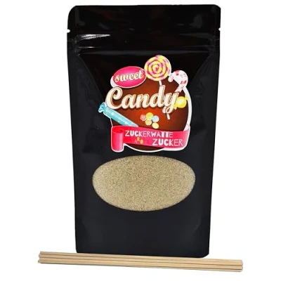 Abbildung von Hopser Food Fun Aromazucker Farbzucker für Zuckerwatte, Zuckerwattemaschinen, Popcorn, Dekorieren, (200 g mit 10 Stäben g, Cola)
