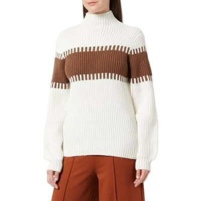 Abbildung von FENIA Damen Sweater, WOLLWEISS BRAUN, XS/S