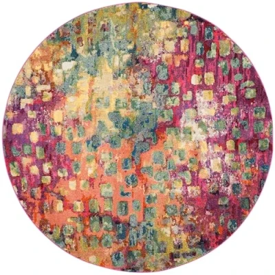 Abbildung von SAFAVIEH Boho Teppich für Wohnzimmer, Esszimmer, Schlafzimmer Monaco Collection, Kurzer Flor, Pink und Multi, 122 X cm