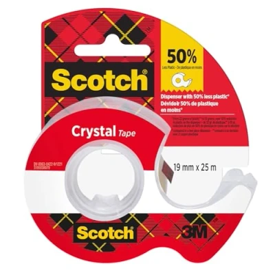 Abbildung von Scotch Crystal Klebeband, 19mm x 25 m, 1 Rolle auf Handabroller/Packung