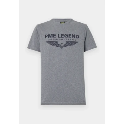 Abbildung von PME Legend Herren Rundhals T Shirt R Neck Cotton ELASTHAN Logo Regular Fit, Größe:3XL, Farbe:Grey Melee 960