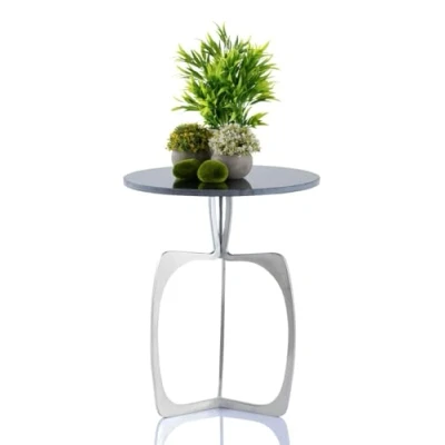 Abbildung von Amago home Beistelltisch Metall rund ø 45 x 56 cm Dekotisch Marmor Sohoo Gestell Farbe Silber Tischplatte schwarz