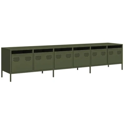 Abbildung von vidaXL TV Schrank Olivgrün 202x39x43,5 cm Kaltgewalzter Stahl, Möbel, Board, Sideboard, Ständer, Bank, Fernsehschrank, Fernsehtisch
