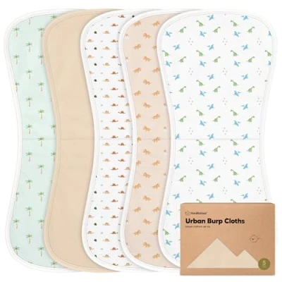 Abbildung von KeaBabies Bio Spucktücher Baby für Junge und Mädchen 5er Pack Ultra saugfähiges Mulltücher Unisex Moltontücher Mullwindeln Spucktuch (Roarsome)