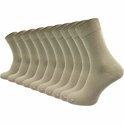 Abbildung von GAWILO Socken aus 100% Baumwolle (10 Paar) Ohne drückende Naht, mit venenfreundlichem Komfortbund Baumwollsocken für Damen &amp; Herren (39 42, braun)