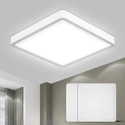 Abbildung von LQWELL Deckenleuchte LED Deckenlampe, IP44 Wasserfest Badlampe Quadrat Flach 2 Stück, fest integriert, 18W 1600LM Modern Schlicht Lampe Dünn, 220 * 24mm, für Wohnzimmer Badezimmer Schlafzimmer Küche Flur Keller Büro