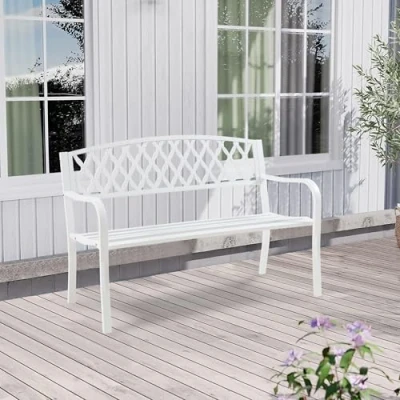 Abbildung von casa.pro Gartenbank, »Opsasar« Stahl 127 x 53,5 88 cm Weiß