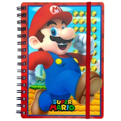 Abbildung von Super Mario A5 Spiral Notizbuch mit Lentikular Einband und sicherem Verschluss Offizielles Lizenzprodukt