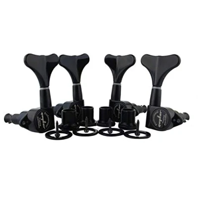 Abbildung von Guyker Guitar Bass Tuners (2R + 2L) 1:17 Ratio Headstock Sealed Tuning Key Pegs Machine Head Replacement for Electric Jazz or Precision Instruments Black