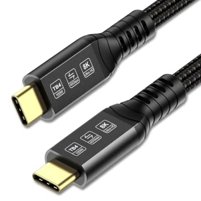 Abbildung von ConnBull Thunderbolt 4 Kabel 1m, USB C Übertragungsrate 40Gbps/ 8K@60Hz Display/ 100W Ladung für iPhone 15 Pro/Max MacBook Air/Pro M1 M2, Mac Studio, Studio Display usw