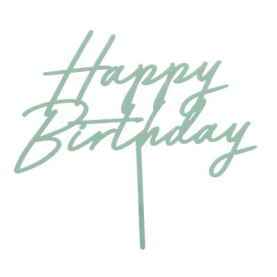 Abbildung von Acryl Cake Topper Happy Birthday Grün Matt 16,5 cm Höhe Tortendeko Geburtstag