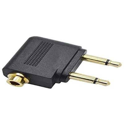 Abbildung von System S Flugzeug Adapter Kopfhörer Airline Airplane Doppel 3.5mm Klinke Mono Stecker AUX gewinkelt (Male) auf Stereo Buchse (Female)