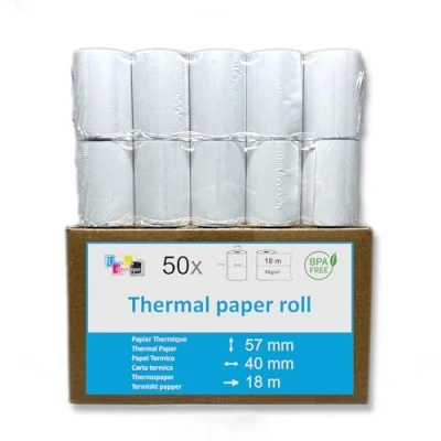 Abbildung von 50 EC Cash Thermorollen 57 x 40 12 für Geräte mit Thermodrucker, geeignet TPE Ingenico iWL220, Thermopapier Bonrolle, Bisphenol A frei Ø40 mm