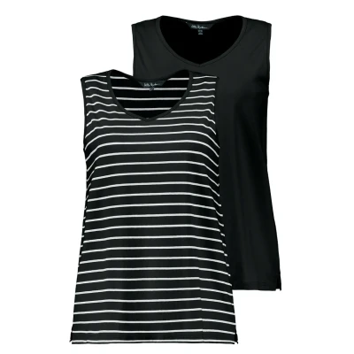 Abbildung von Ulla Popken Grosse GRÖSSEN 2ERPACK Top, Damen, Größe: 46/48, Schwarz