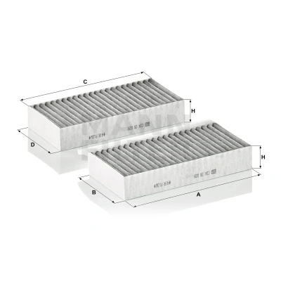 Abbildung von MANN FILTER CUK 26 028 2 Innenraumfilter Aktivkohlefilter 254 155 40 MERCEDES BENZ: GLE SUV, GLS, ML Klasse