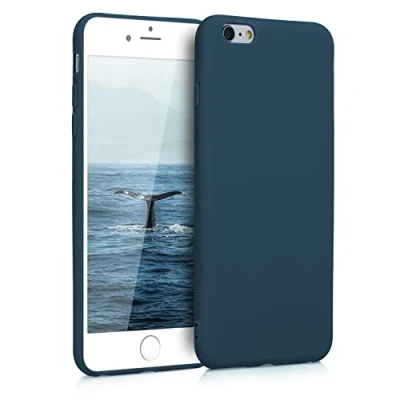 Abbildung von kwmobile Hülle kompatibel mit Apple iPhone 6 Plus / 6S weiches TPU Silikon Case Cover geeignet für kabelloses Laden Marineblau