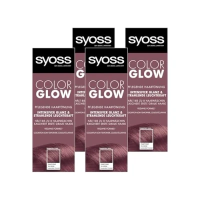 Abbildung von Syoss Color Glow Pflegende Haartönung Lavender Crystal Pantone 18 3530 (4x 100 ml), semi permanente Coloration für strahlende Farbintensität bis zu 8 Haarwäschen, ohne das Haar schädigen