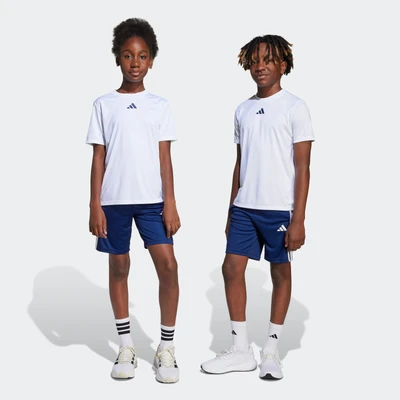 Abbildung von adidas Performance Train Essentials Junior Unisex SET Sport Tshirt für Kinder, Größe: 164, White/dark blue