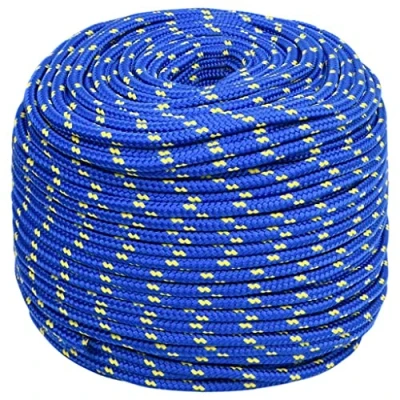 Abbildung von vidaXL Bootsseil Ankerleine Festmacher Tauwerk PP Leine Seil Tau Polypropylenseil Geflochten Flechtleine Blau 10mm 100m Polypropylen