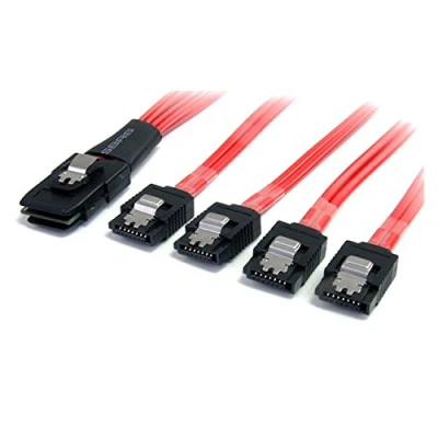 Abbildung von StarTech.com Serial ATA SCSI SAS Kabel 1m SFF 8087 auf 4x SATA mit Lasche