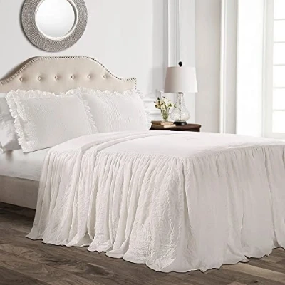 Abbildung von Lush Decor Tagesdecke mit Rüschenrock, Polyester, Weiß, Doppelbett