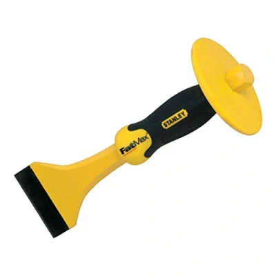 Abbildung von STANLEY FatMax Fliesenmeißel handlicher, starker Meißel aus Chrom Vanadium Stahl Fliesen Meiße mit Handschutz zum Schneiden, Stemmen &amp; Entfernen von Bodenbelägen Klingenbreite: 75mm 4 18 331