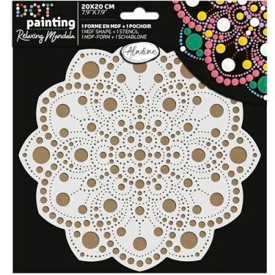 Abbildung von Aladine Dot Painting MDF Board &amp; Stencil 20cm Peony (85502)