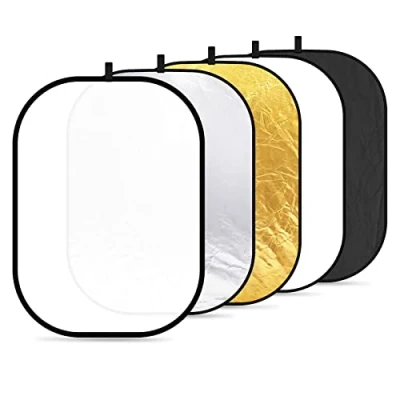 Abbildung von NEEWER 5 in 1 Reflektor 59&quot;x79&quot;/150x200cm Lichtreflektor für Fotografie, Tragbarer Faltbarer Multi Disc mit Tasche Transluzent, Silber, Gold, Schwarz, Weiß Diffusor Studio und Außenbeleuchtung