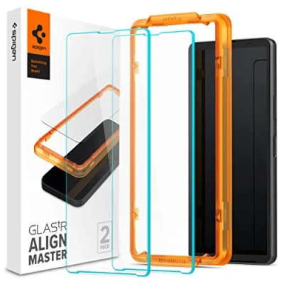 Abbildung von Spigen AlignMaster Schutzfolie kompatibel mit Sony Xperia 10 VI, V, 2 Stück, Kratzfest, 9H Härte Folie