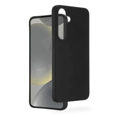 Abbildung von Hama Hülle für Samsung Galaxy S24+ (Handyhülle, stoßfest, kratzfest, elegante Schutzhülle Rückseite, weich, slim, softe Oberfläche, Wireless Charging kompatibel) schwarz