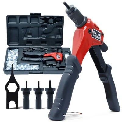 Abbildung von CCLIFE Nietmutternzange Set mit M3 M4 M5 M6 und 180pcs Nietmuttern, Professioneller Nietpistole Nietzange
