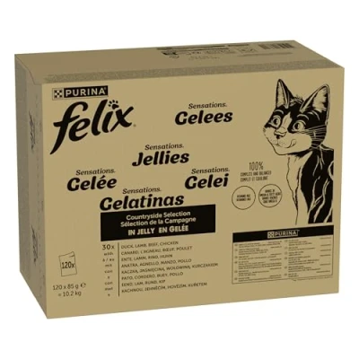 Abbildung von FELIX Sensations Gelees Katzenfutter nass in Gelee, Sorten Mix, 120er Pack (120 x 85g)