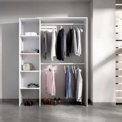 Abbildung von Dmora Makalu, Struktur für begehbaren Kleiderschrank, Schrank offen, 140x40h187 cm, Weiß, 140 x 40 187 cm