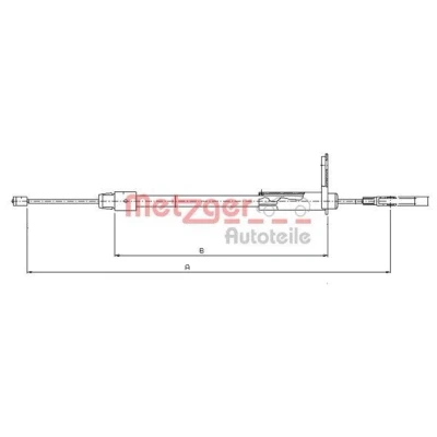 Abbildung von METZGER 10.9326 Handbremsseil hinten links, links 1038/520 Scheibenbremse COFLE MERCEDES BENZ: A Klasse, Vaneo