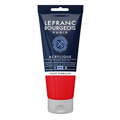 Abbildung von Lefranc Bourgeois 300433 Fine Acrylfarbe Zinnoberrot, 80ml Tube, cremige auf Wasserbasis, schnell trocknend, lichtecht, wasserfest