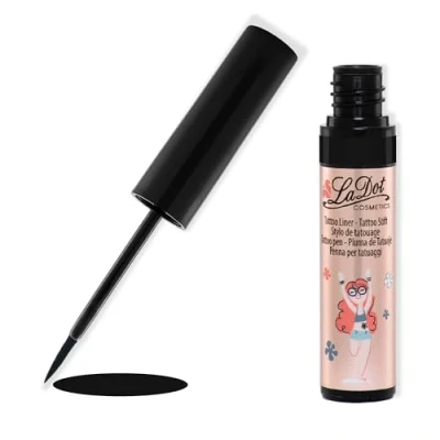 Abbildung von LaDot Tattoo Liner für Kinder und Erwachsene, wasserfester Body Arm, temporäre fake Tattoos zum Selbstgestalten Verzieren, Vegan hypoallergen, 4 ml, Schwarz