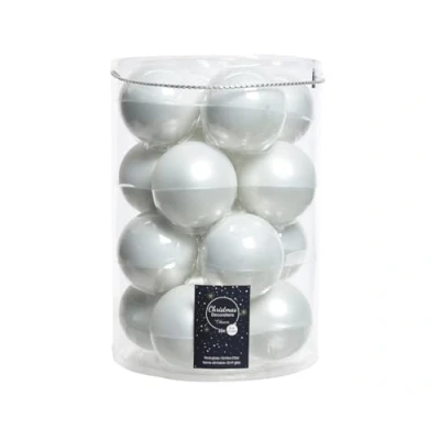 Abbildung von Decoris season decorations Christbaumschmuck, Weihnachtskugeln Glas 8cm 16 Stück Winterweiss