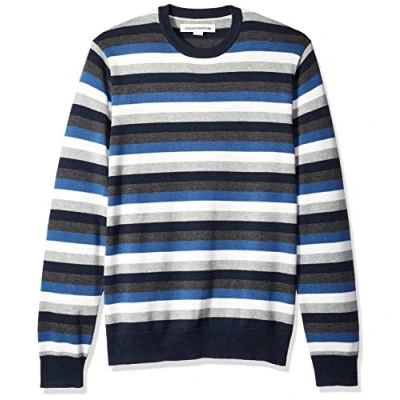 Abbildung von Amazon Essentials Herren Langärmliger Pullover Mit Rundhalsausschnitt, 100% Baumwolle, Erhältlich In Groß Und Schwer, Mehrfarbig Streifen, XS