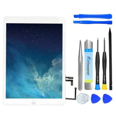 Abbildung von NB+ Touchscreen Digitizer für iPad Air 1st Display 9,7 Zoll, 2013(A1474 A1475 A1476) Generation, mit Home Button, Werkzeug Set, Vorab klebender(Weiß)